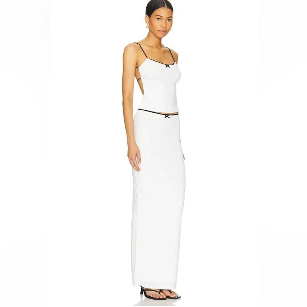 NWT More To Come Koral Maxi Skirt Set White tank stretch Y2K Revolve M - Picture 2 of 11